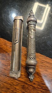 TWO STERLING SILVER MEZUZAH COVERS ISRAEL C. 1980