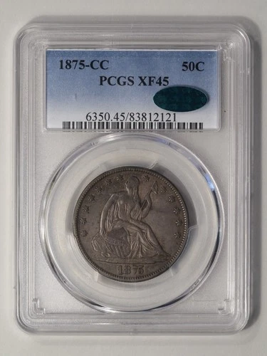 1875-CC 50C Liberty Seated Half Dollar PCGS XF45 (CAC)