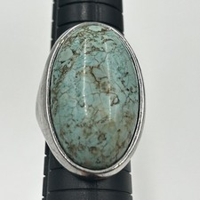 Vintage Turquoise Statement Ring Boho Retro Chunky Bold Festival hallmark ? WOW