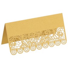 50Pcs Table Place Cards, Laser Cut Flower Cards, Gold