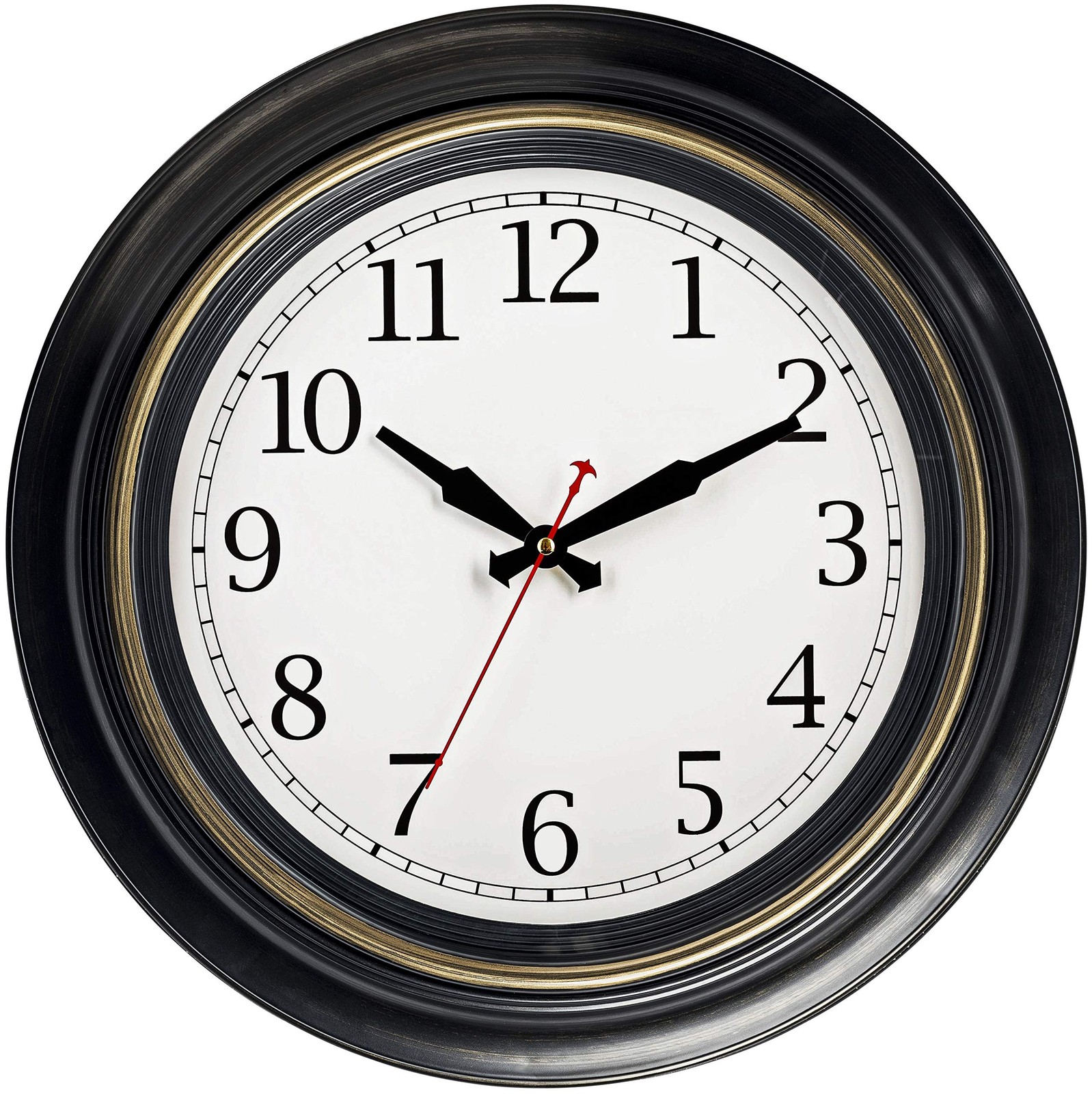 Bernhard Products Large Wall Clock 18" Quality Quartz Silent Non Ticking, Bat...