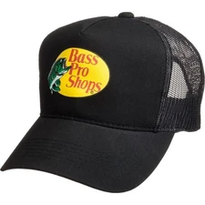 Bass Pro Shops Black Mesh Snapback Trucker Hat