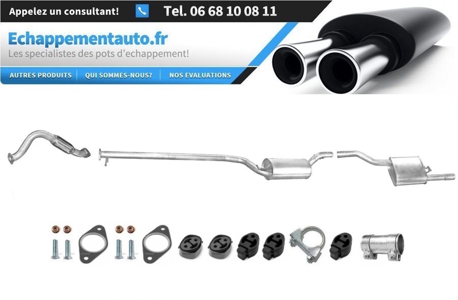 Échappement arrière pour Ford Focus MK1 2.0 essence de 1998 à 2004 avec kit de montage