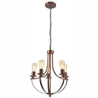 Kronleuchter Metall Rustikal Ø 45 Cm 3-Flammig E27 Braun Pendelleuchte Esszimmer