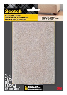 Scotch Felt Pads Beige, 2 Large 4 x 6 in, Furniture 2 Pads, Beige 