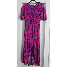 Abel The Label Womens Cassidy Maxi Dress Floral Print Pink Blue Smocked Casual L
