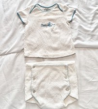 VTG Baby Dior Rare Terry 2-Piece 0-3 Months UNION MADE USA Heirloom Outfit Boat