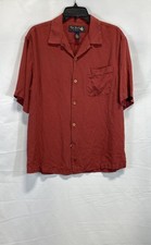 Nat Nast Men's Vintage Y2K Red Silk Camp Bowling Shirt Size M