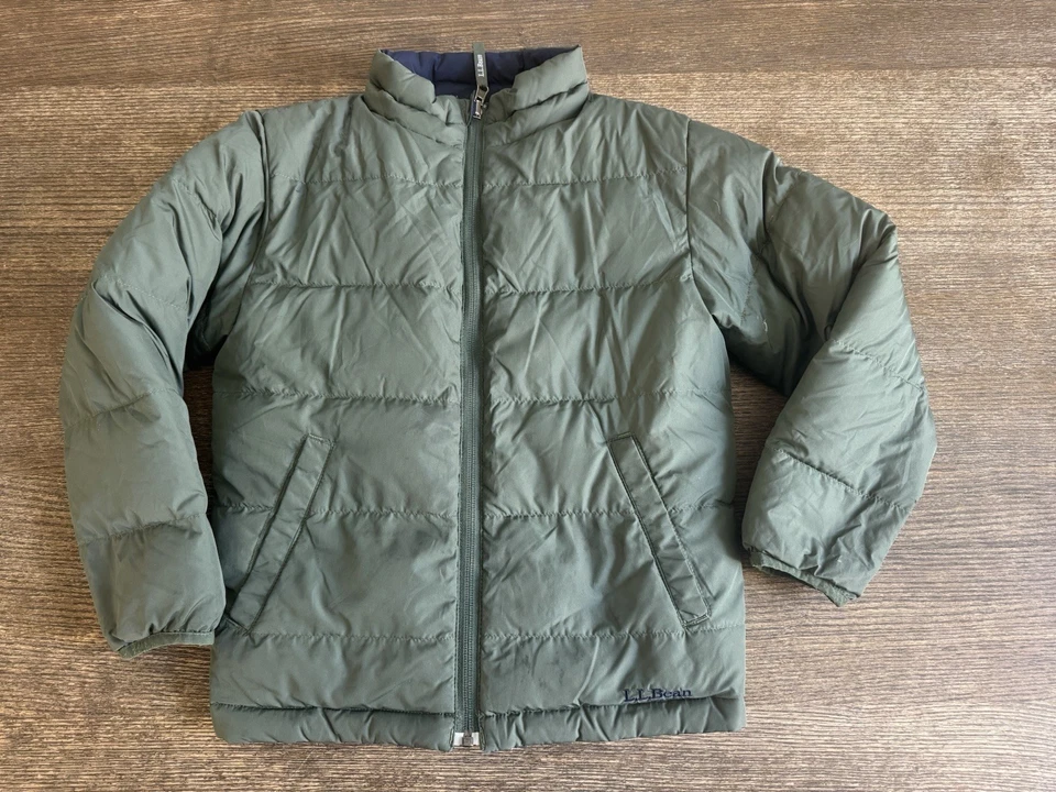 L.L. Chaqueta acolchada reversible Bean Kids talla S 8 plumón de ganso verde/azul marino cálida Foto 3 de 4