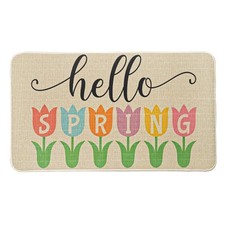 Spring Door Mat Hello Spring Tulips Floral Doormat Indoor Outdoor Entrance