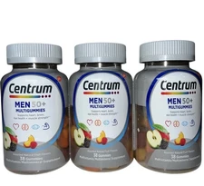 Three Centrum Men 50+ Multigummies 38 Count Assorted Fruit Flavors Multivitamin 