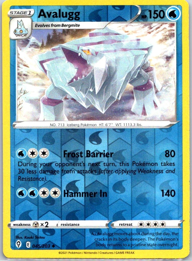 Pokemon TCG SWSH07: Evolving Skies Avalugg 045/203 Uncommon Reverse Holo