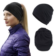 Winter Warm Ponytail Skull Cap Fleece Beanie Hat Ski Outdoor Cap for Men Women