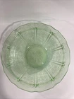 Jeannette Cherry Blossom Green Uranium Glass Depression Bowl