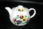 Beautiful Artist Signed Ceramic Pansy Teapot with Lid