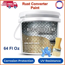 Rust Converter Paint - 64oz Water-Based Rust Reformer & Metal Primer, Semi-Gloss