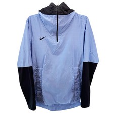 NIKE Men's Lightweight Hooded 1/4 Zip Player Jacket Small blue, black