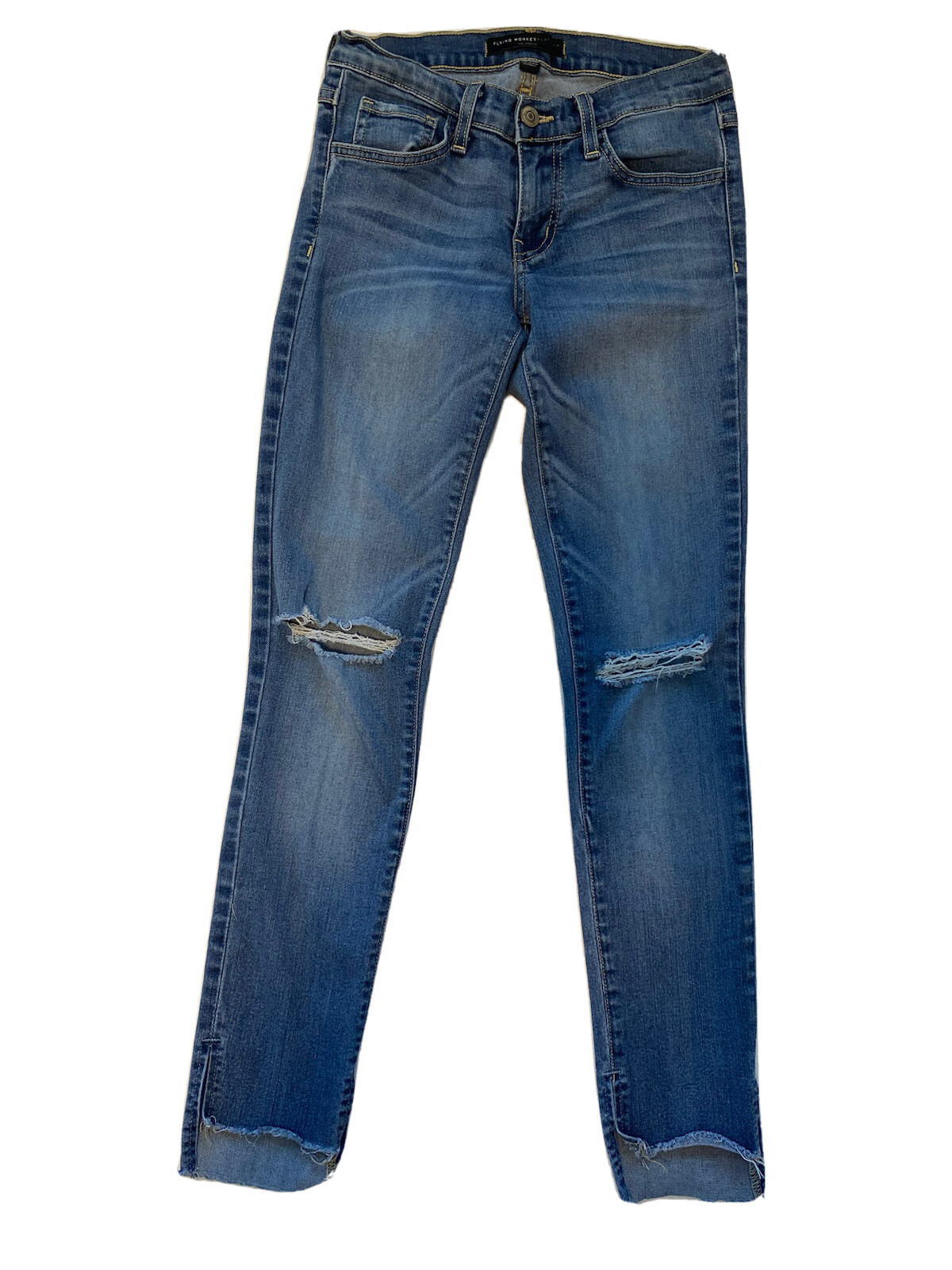 Flying Monkey Jeans Women's Platinum skinny Size 25 w 25 raw hem light wash