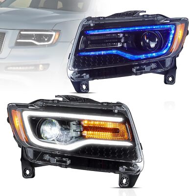 For Jeep Grand Cherokee 2011-13 VLAND Black LED Projector Headlights Front Lamp