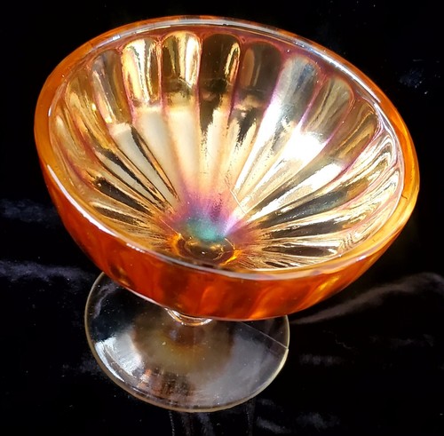 4 Imperial Marigold Carnival Glass Sherbet & Desert Dishes Vintage, Pristine - Picture 6 of 8