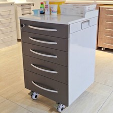 Brown 5 Drawer Removable Office Assistant Mobile Cabinet