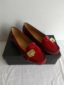red patent loafers womens