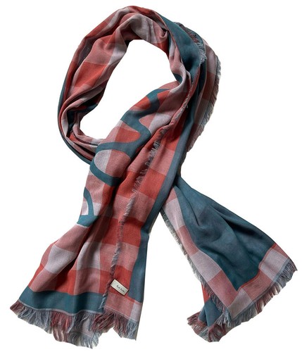 PAUL SMITH LIGHTWEIGHT COTTON SIGNATURE LOGO CHECKED SCARF BNWT Made in Italy - Picture 17 of 17