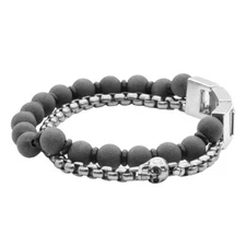 Skull Bracelet black Marble & Steel Box Chain Bracelet by Controse