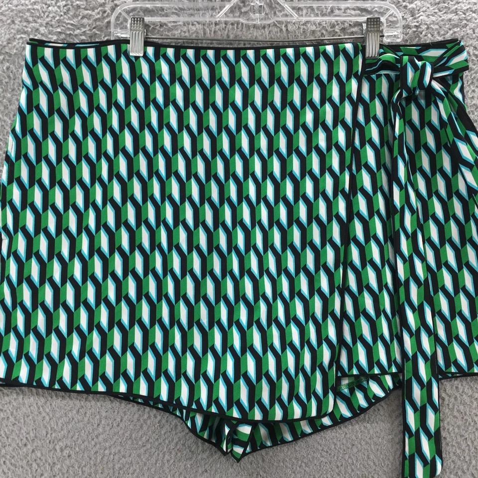 Diane Von Furstenberg Wrap Skort Shorts Womens 1X Multicolor Back High Rise Zip - Image 2 of 4