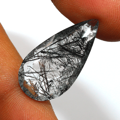 15.55 Cts Natural Tourmaline Rutile Quartz Untreated 27mmx14mm Pear Cut Gemstone - Picture 9 of 11