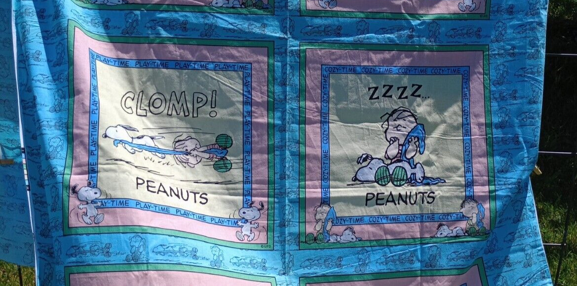 Concord Peanuts Linus & Snoopy Fabric Pillow Panels to Sew "Play Time/Cozy Time"