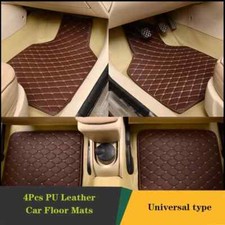 New Car Floor Mats 4 Pcs Universal PU Leather Floor Mats Liners Front Rear Mats
