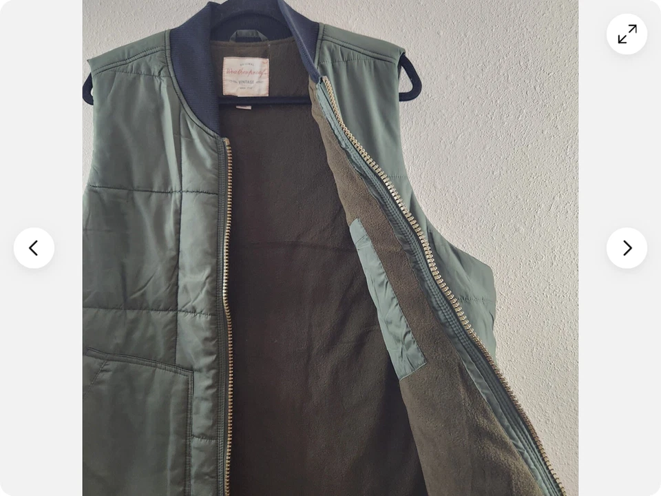 Weatherproof Vintage Mens XL Green Quilted Puffer Vest Fleece Lined Jumbo Zipper - Image 4 of 4