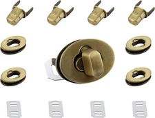 Jersvimc 5Pcs Bronze Turn Locks Clasp, Oval 5/8 Inch Twist Lock Purse Closure