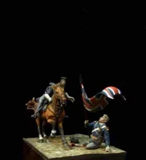 1/24 resin figure model British cavalry 2 soldiers W/horse Unassembled Unpainted