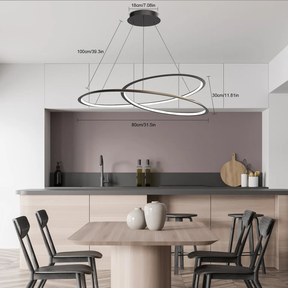 Modern LED Art Chandelier Dining Room Ceiling Pendant Hanging Light Dimmable Foto 3 de 4