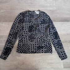Vintage Carlisle 100% Silk Blouse Women’s Size 4 Geometric Button Up Designer