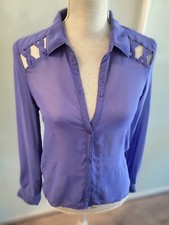 Blue See Through Dress Shirt Top Career Sm Zara Fashion Nova