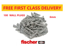 Fischer Nylon Plasterboard Plugs Wall Plug 6mm Screw Raw plug 100 Wall plugs