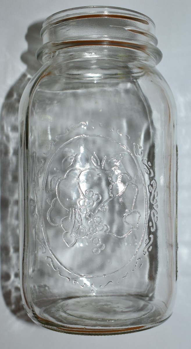 Vintage Ball Mason Jar Embossed Sculpted Fruit Canning 62A Ball