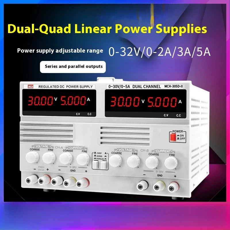 Dual Adjustable DC Regulated Power Supply Aging Test Ammeter Maintenance - Image 2 of 4