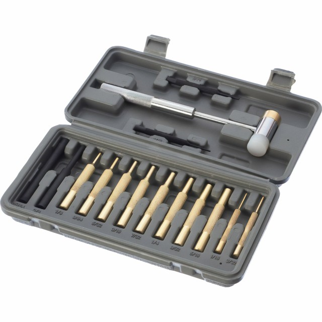 16pc Pin Punch Set 10 Brass 2 Steel 2 Nylon Hammer Gunsmith Drift Pin