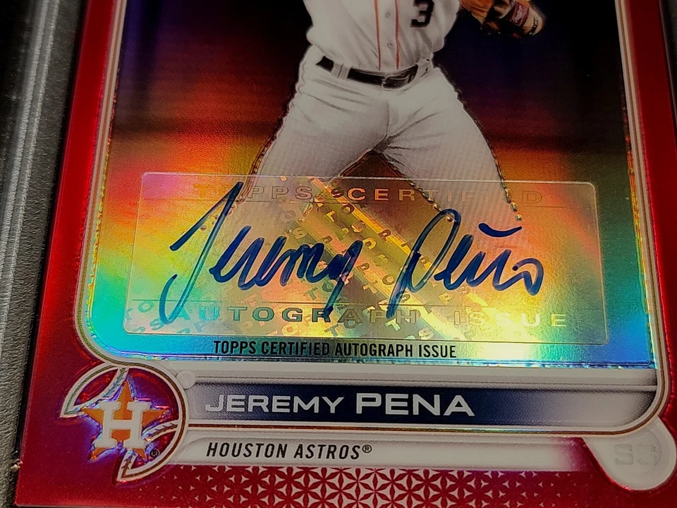 PSA 9 1/1 RC AUTO #3/5 JEREMY PENA RED REFRACTOR ROOKIE 2022 Topps Chrome Update - Image 4 of 4