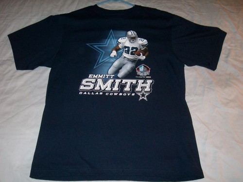 Emmitt Smith 22 Dallas Cowboys NFL Hall of Fame 2010 Blue T-shirt Men's Large - Picture 2 of 4