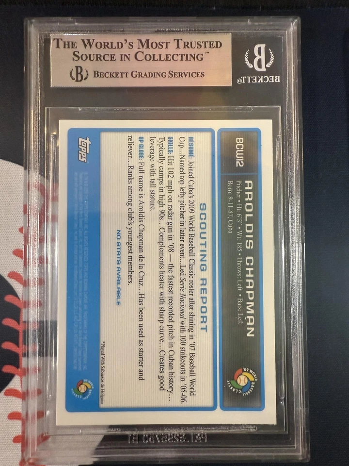 #BCW12 Aroldis Chapman 2009 Bowman Cuba sports Chrome WBC Prospects - Image 2 of 2