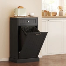 Hidden Container Waste Bin Hands Free Kitchen Cabinet Tipping Opening