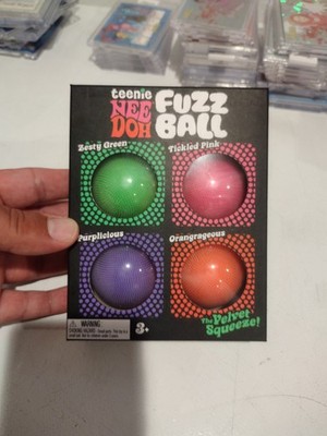 Nee Doh Teenie Fuzz Ball Velvet Squeeze Toys Set Green Pink Purple Orange