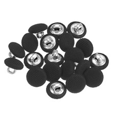 20pcs Fabric Cloth Covered Button 10mm Metal Round Sewing Buttons Black