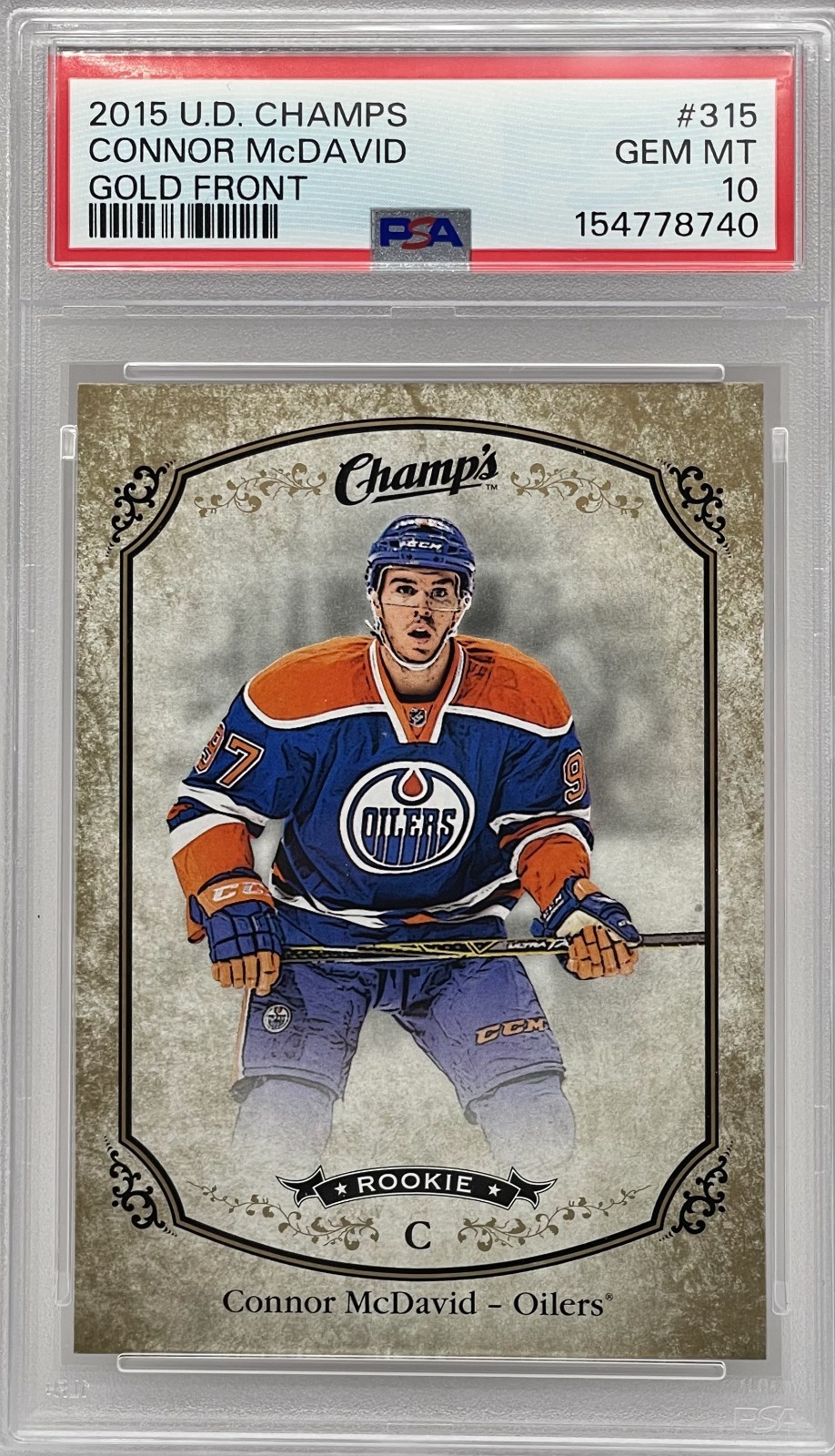 2015 Upper Deck Champs CONNOR MCDAVID Gold Front #315 (PSA 10) view 1