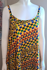 African-style Print Maxi Dress Women's L Sleeveless Pullover Yellow Black Party